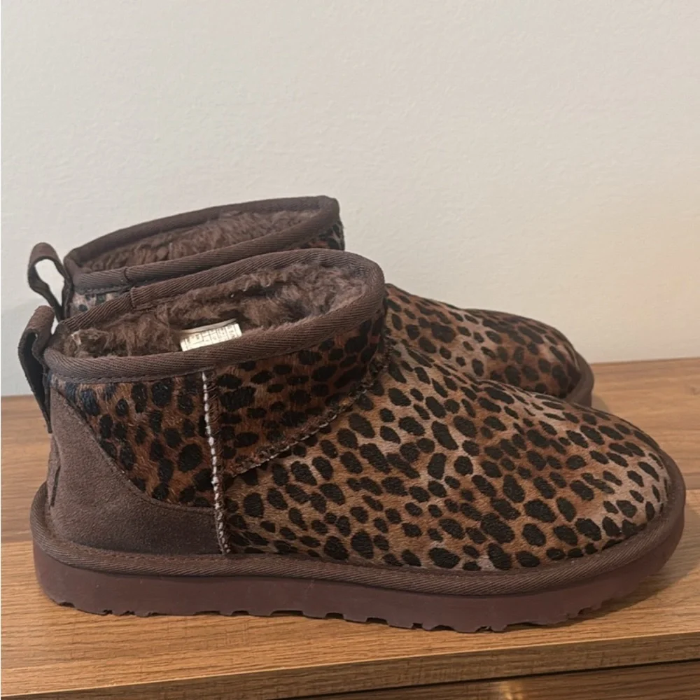 UGG Leopard Print Faux Fur Lined Ankle Boots